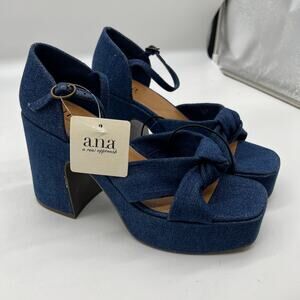 a.n.a Womens Holland Heeled Sandals Denim Platform Size 8.5